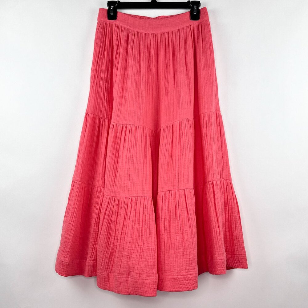 Soft Surroundings Tiered Two Pocket A-Line Cotton Skirt Size PXS